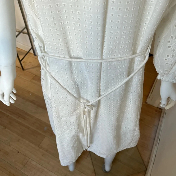 By ESQ NWNT WOMAN  LACE Long Sleeve Cotton Blend MIDI DRESS WHITE M - Picture 5 of 14